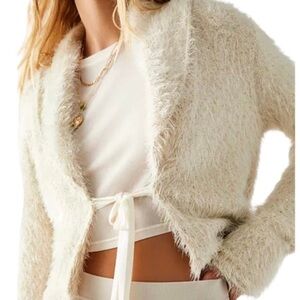 Free People Mina Cardi Cropped Shimmer Sequin Sweater Size Medium